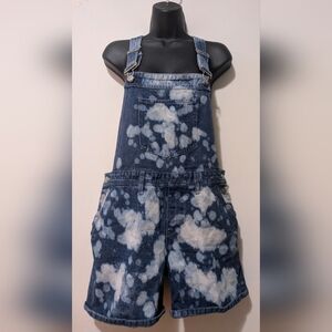 Bleach Tie-Dyed Denim Overalls